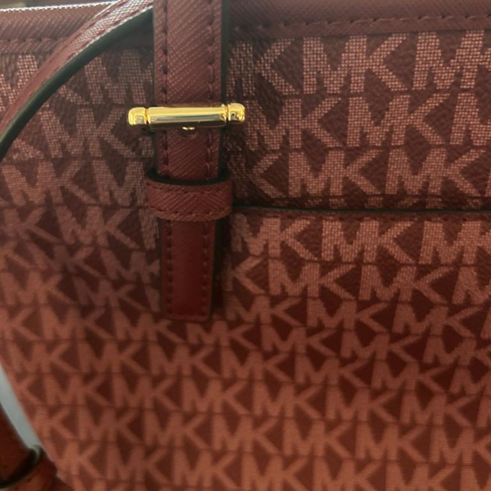 Michael Kors Red Tote with MK Logo and Leather Handles - Picture 4 of 12